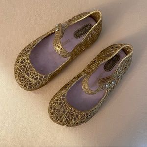 Mini Melissa Gold Campana Jellies / Mary Janes